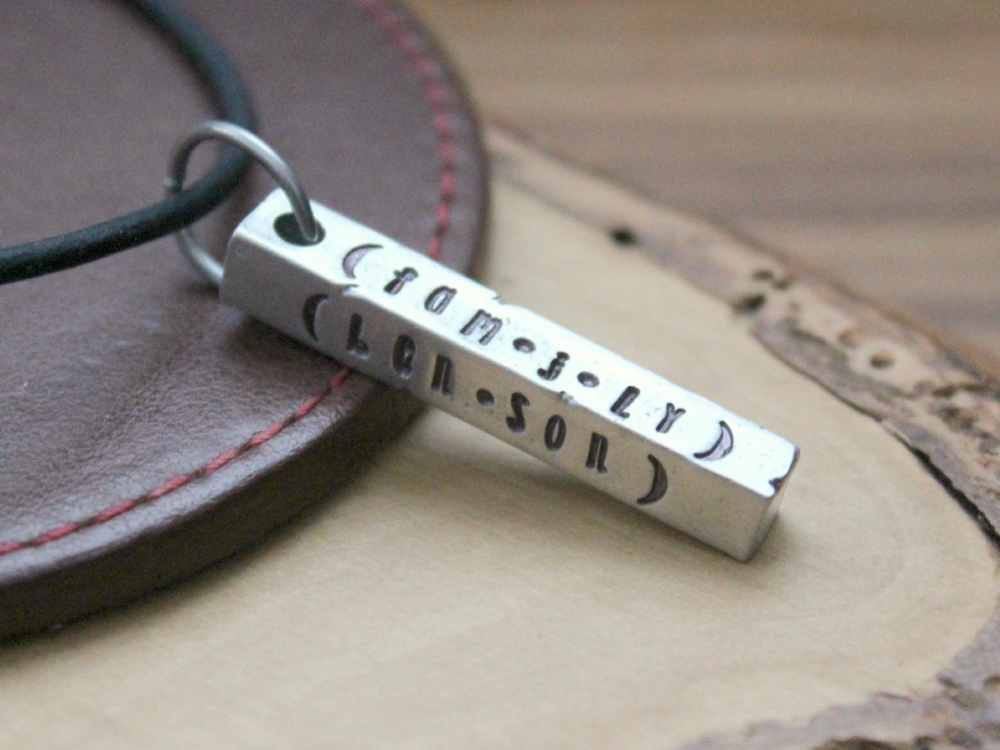 Men's Personalized Rustic Pewter Bar Necklace - Murphy Necklace | 2