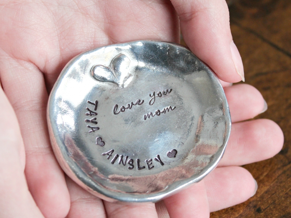 Personalized Ring Dish, Pewter Trinket Dish Gift With Love Dish 2