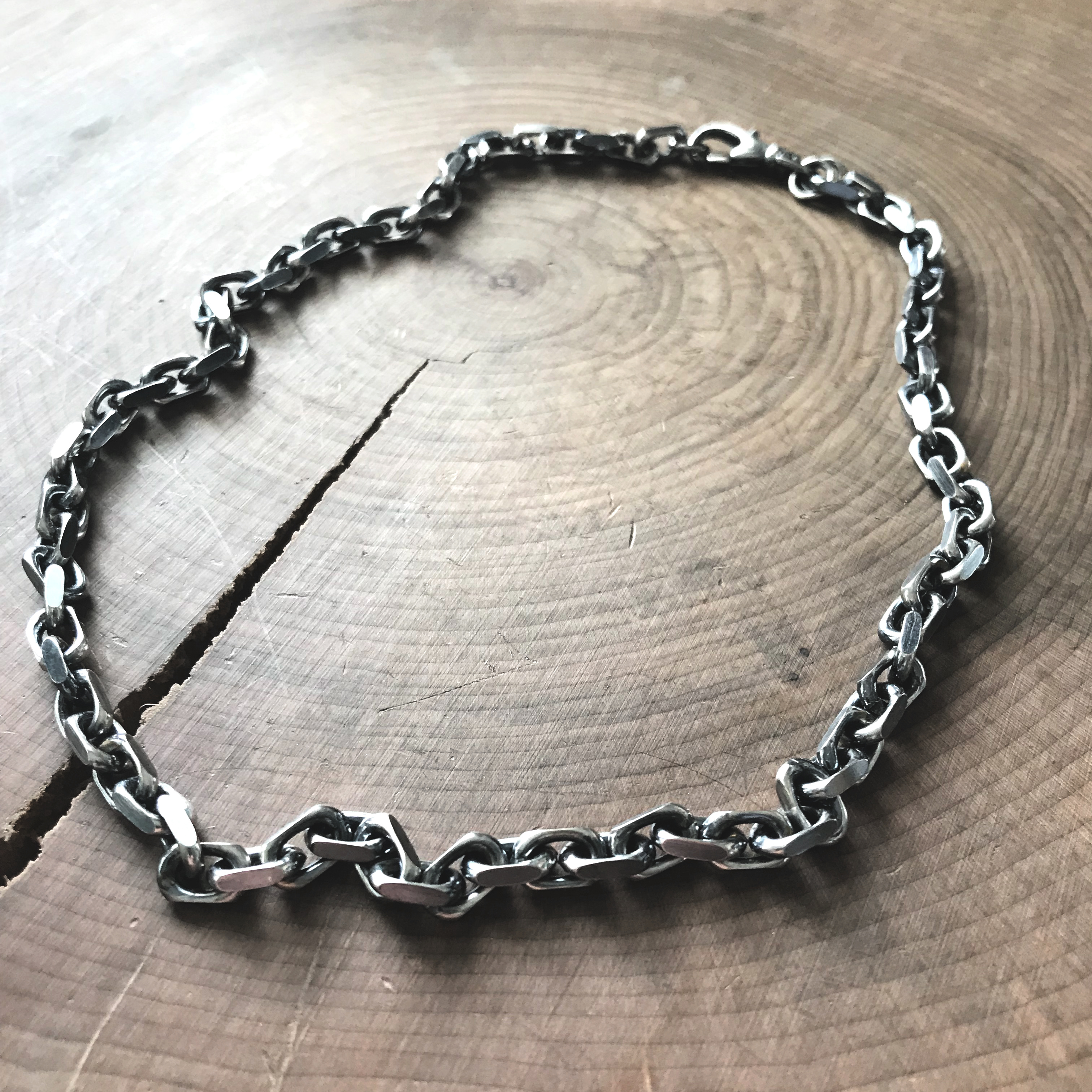 Sterling Silver Men's Bar Link Handmade Bracelet 