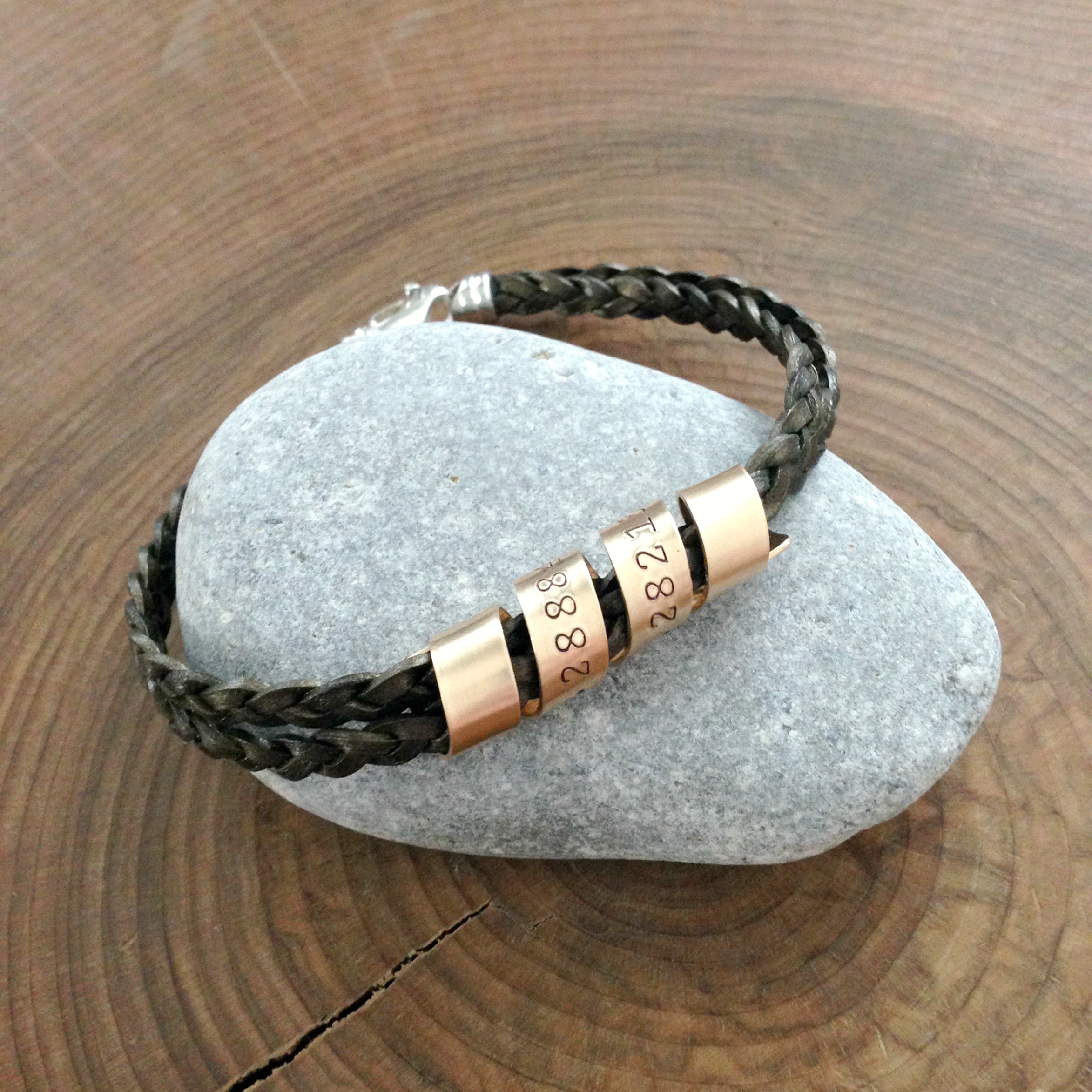 Men's Leather Engraved Bracelet - Black Leather Bracelet