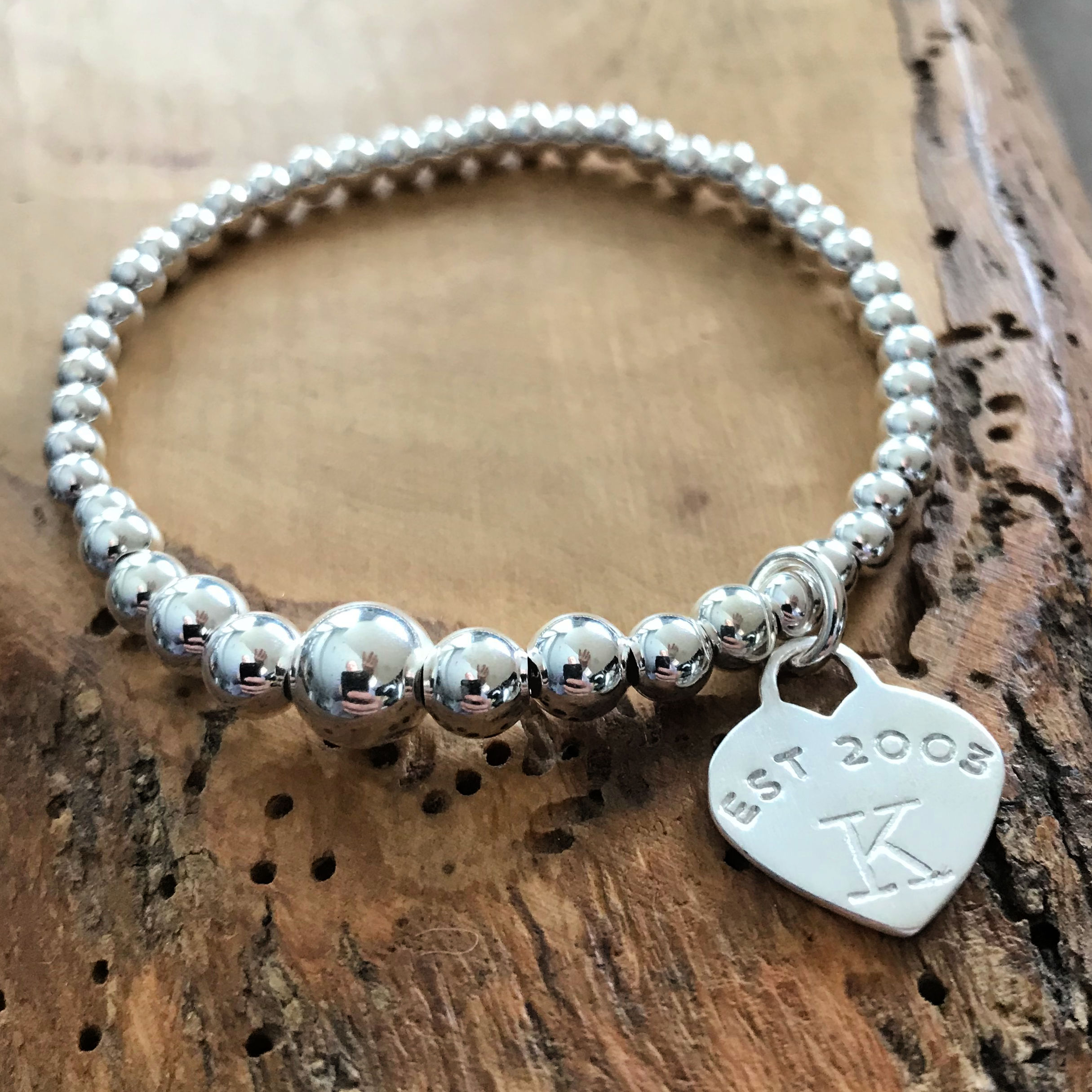 Personalized Graduated Bead Bracelet 