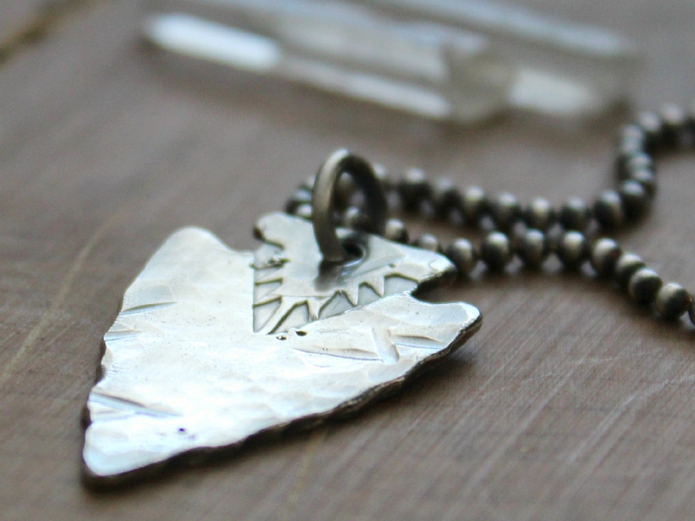 Men s Personalized Arrowhead Necklace Fine Silver Rugged