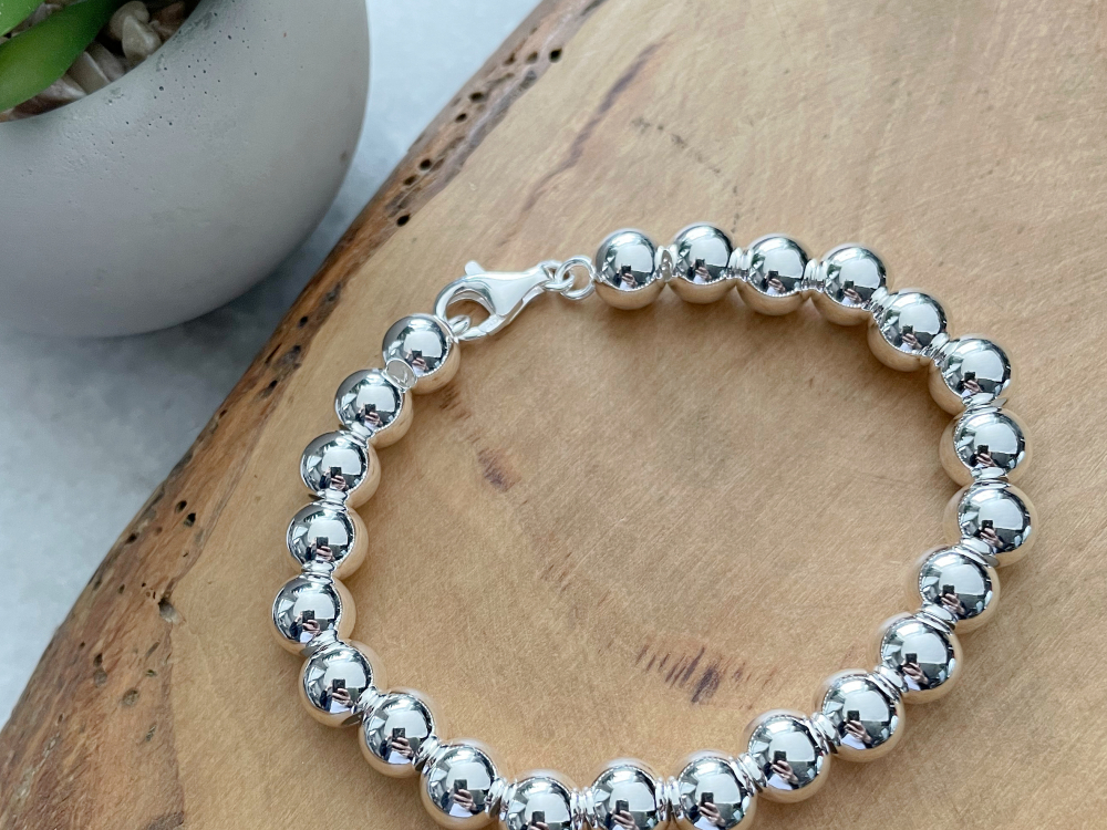 Luxurious Large Sterling Silver Ball Bead bracelet Sophia Bracelet