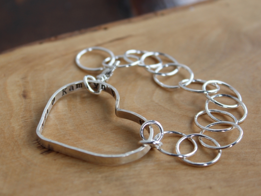 Personalized Silver Everyday Heart Bracelet | 2 Sisters Handcrafted