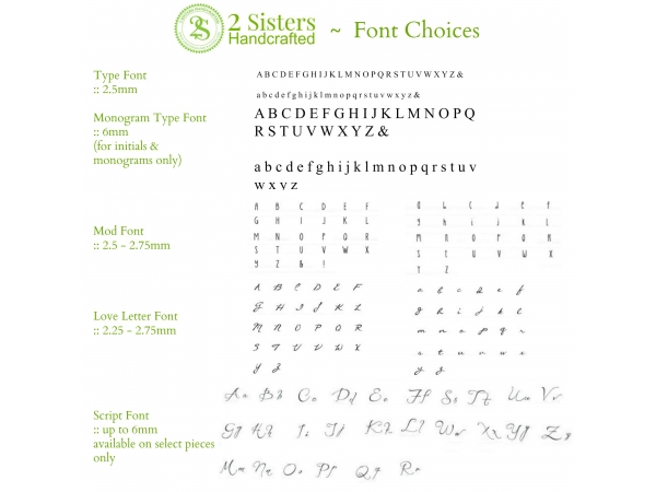 2 Sisters Handcrafted's font choices