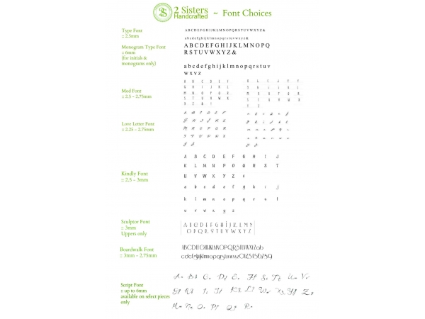 2 Sisters Handcrafted's font choices