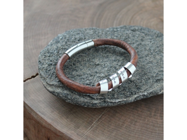 leather and silver bracelet