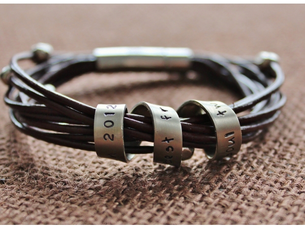 Hand stamped and personalized spinning secret message bracelet