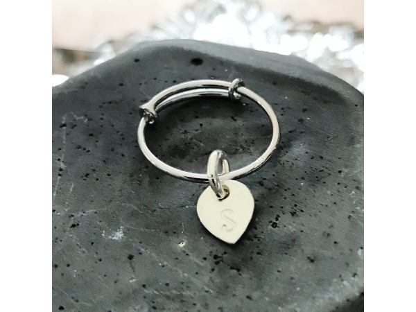 personalized silver initial ring