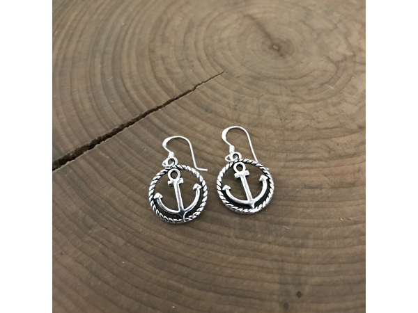 silver anchor earrings