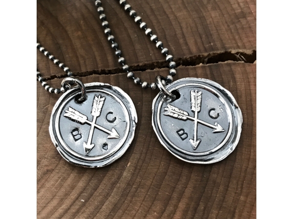 his and hers initials necklace set