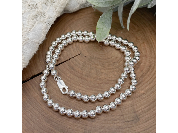sterling silver ball bead necklace