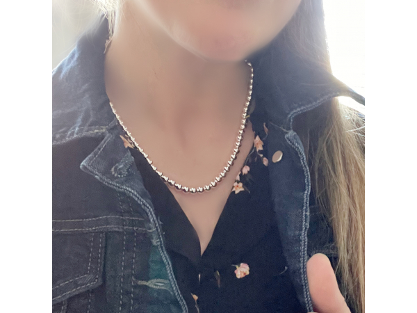 silver large bead necklace