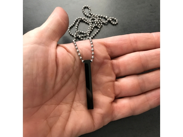 silver and black men's necklace