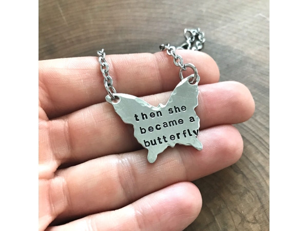 caterpillar to butterfly graduation necklace
