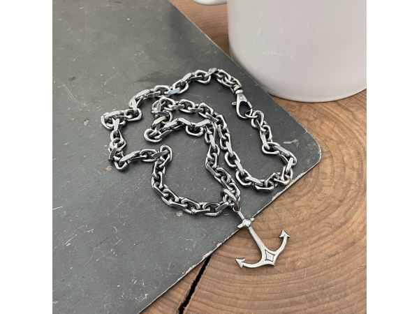men's silver anchor chain