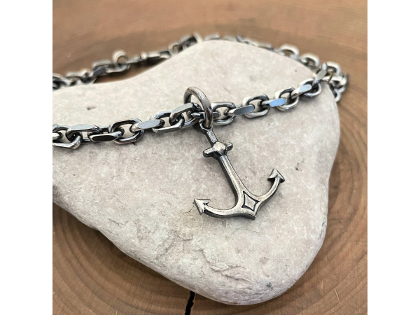 men's chunky silver anchor chain