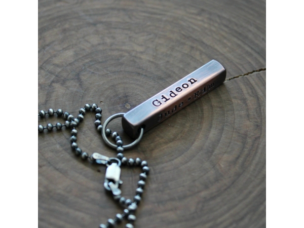 Men's mixed metal bar necklace