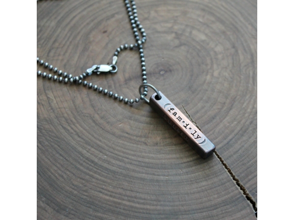 Men's personalized bar necklace