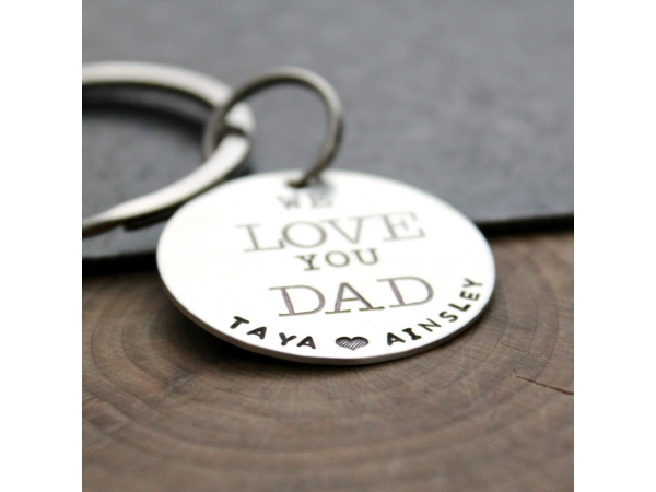 hand stamped keychain for mom or dad