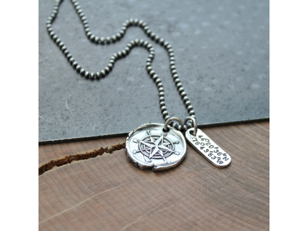 personalized compass necklace