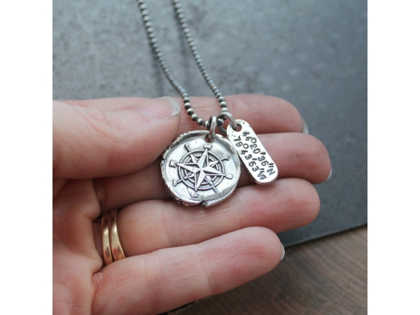 longitude and latitude silver necklace