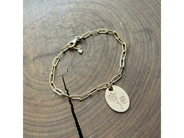 gold personalized paper clip bracelet