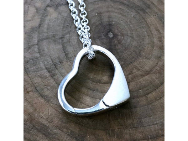 silver heart ring holder necklace