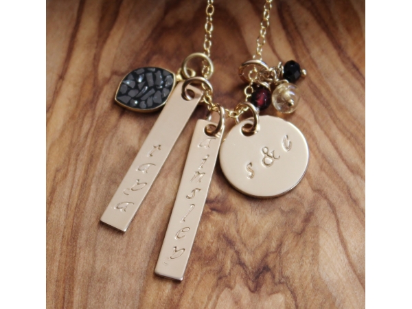 Gold and diamond personalized necklace