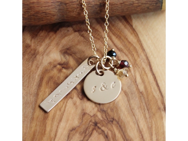 gold name necklace with initials