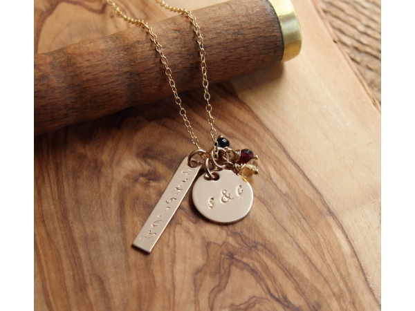 Gold Hand Stamped Necklace