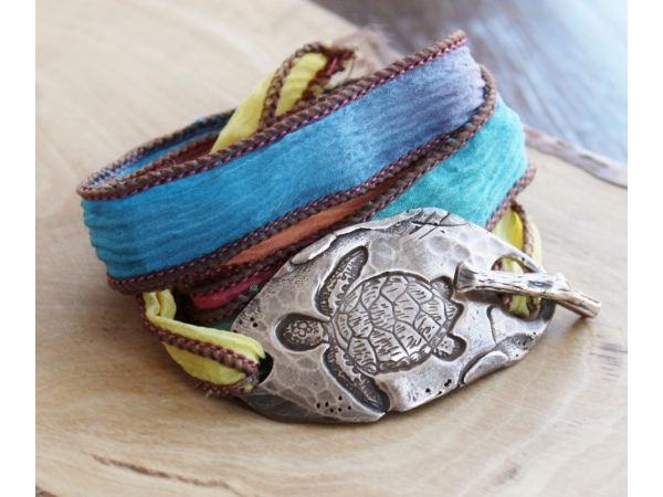 Sea Turtle Inspirational Silk Wrap Bracelet - Sure & Steady Bracelet ...