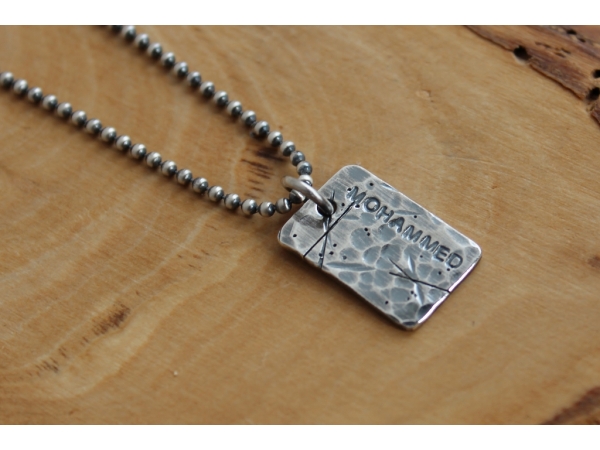 hand stamped men's necklace