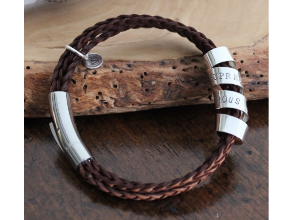 leather and silver bracelet