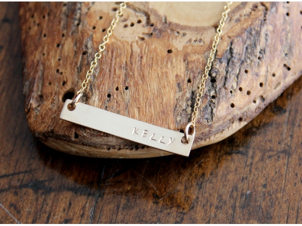 personalized skinny bar necklace