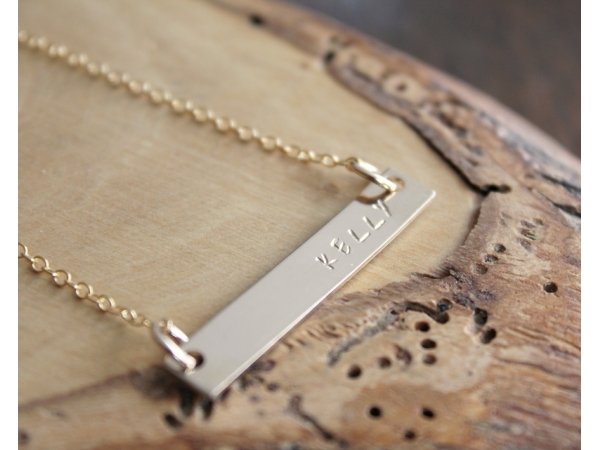 personalized gold bar necklace