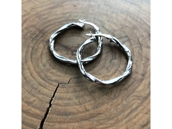 large silver twist hoops