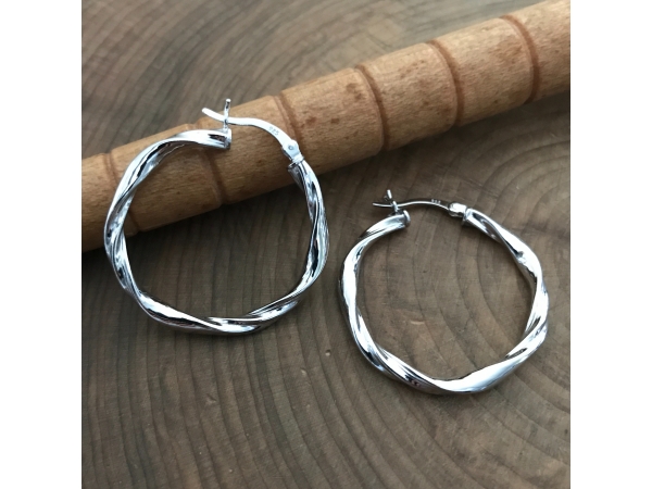 sterling silver twist hoops