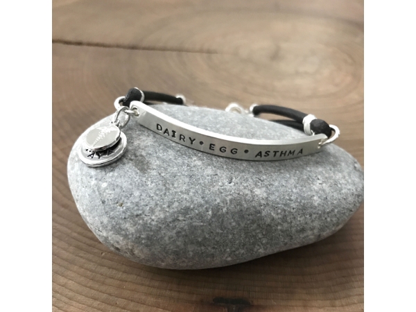 leather and silver medic alert bracelet