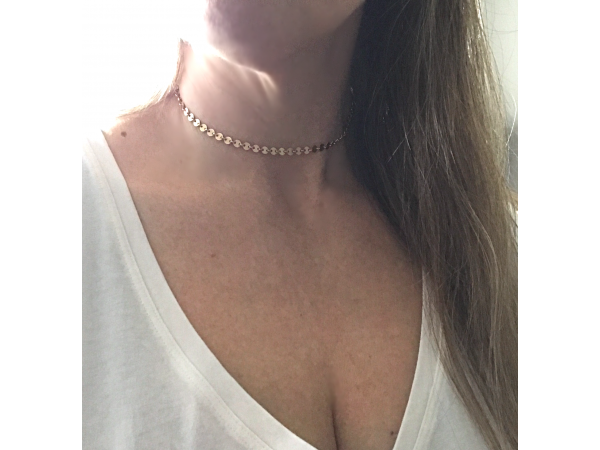 gold coin chain chocker necklace