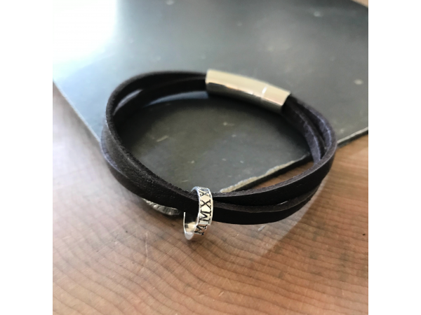 leather and silver bracelet