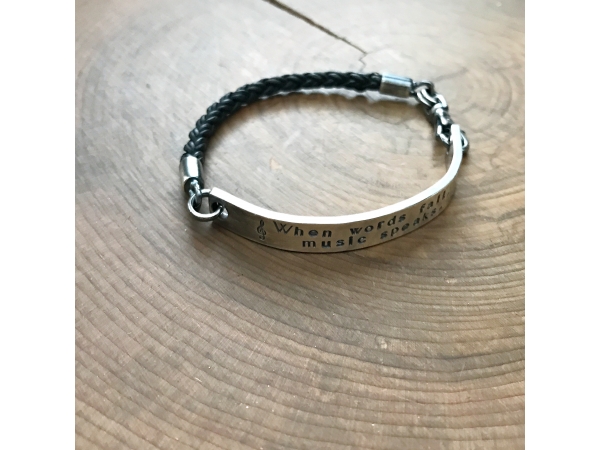 leather and silver bracelet