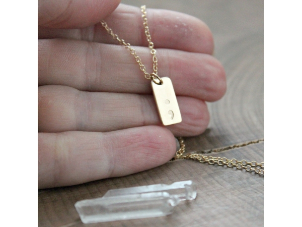semi colon dainty necklace