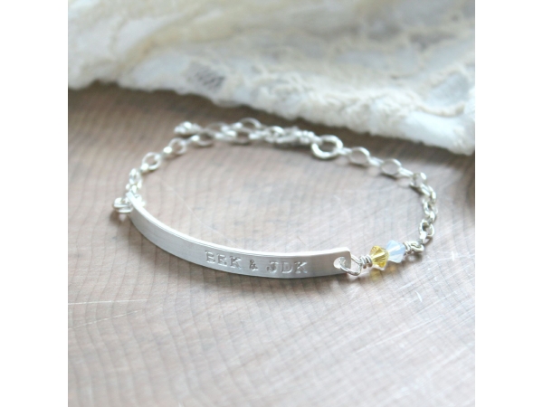 Skinny silver bar bracelet