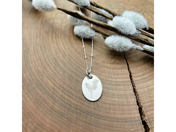 silver flower of the month necklace