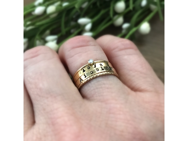 Gold family stacking ring set