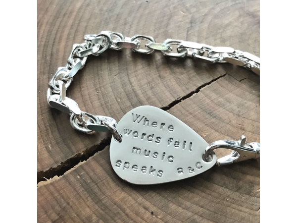 when words fail music speaks silver bracelet