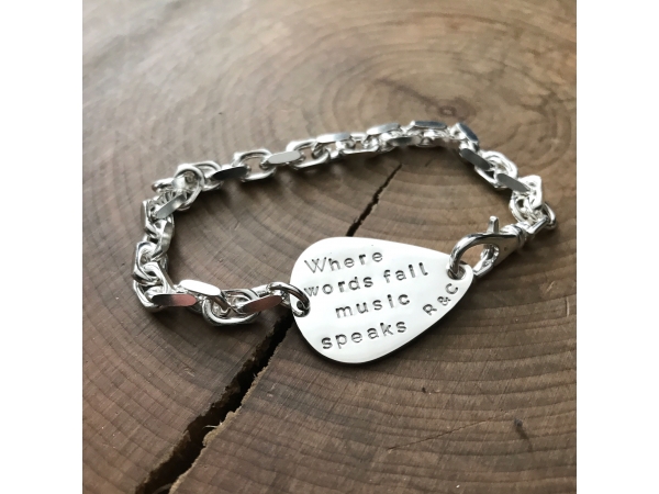 mens silver guitar pick bracelet