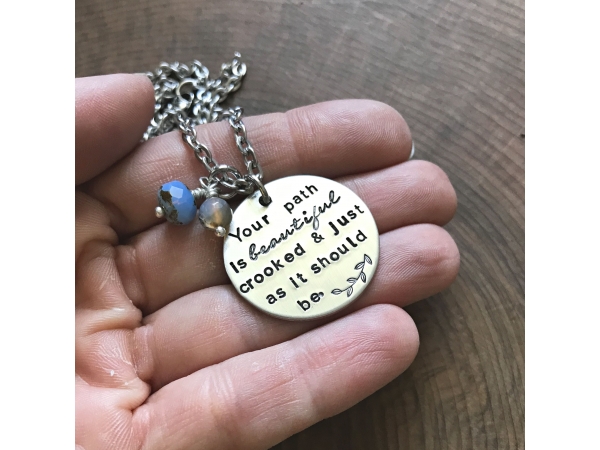 hand stamped quote necklace