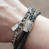 silver and leather bracelet